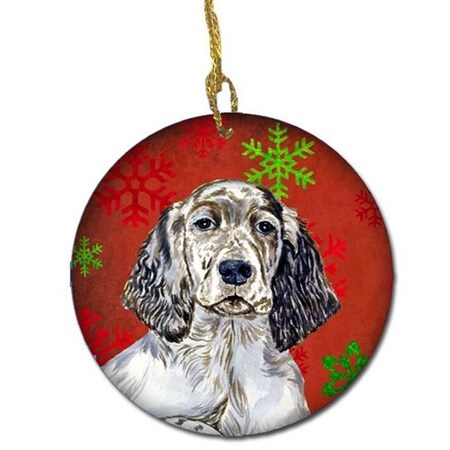 Carolines Treasures Carolines Treasures LH9322-CO1 English Setter Red Snowflake Holiday Christmas Ceramic Ornament LH9322-CO1